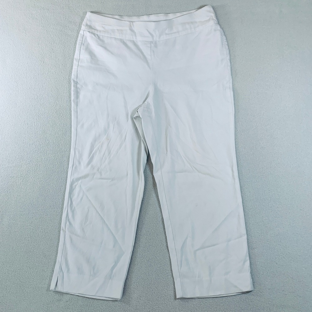Chico's SO SLIMMING Pull-On Crop Pants Women's Career‎ Casual Office White 1 M/8
